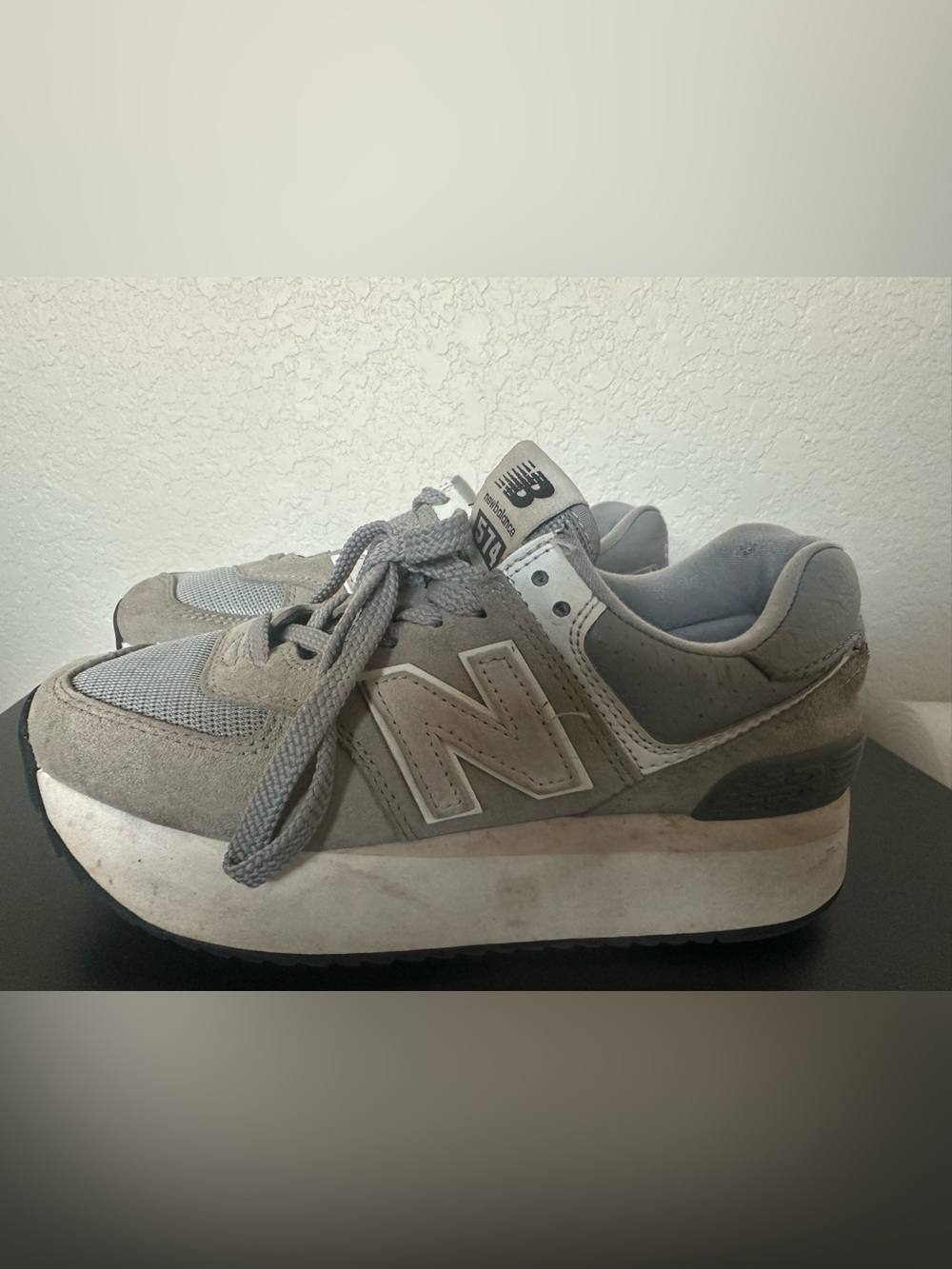 New Balance Gray Platform Athletic Sneakers